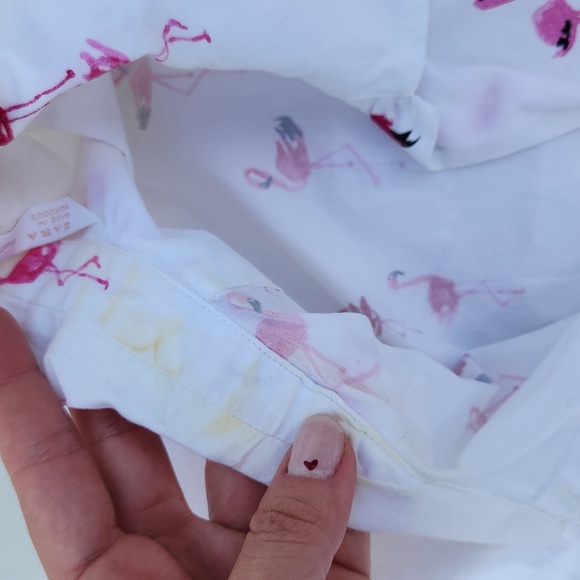 ZARA high low flamingo button down asymmetric size xs - Picture 4 of 7